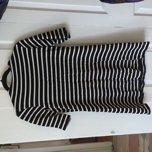 Striped stretchy mini-dress with short neck